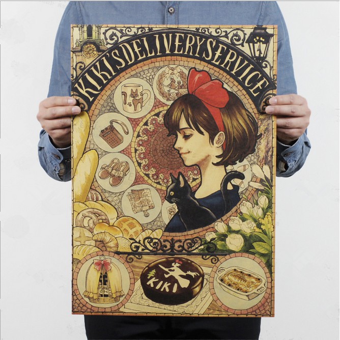Poster phim Lâu đài bay của pháp sư Howl phong cách vintage