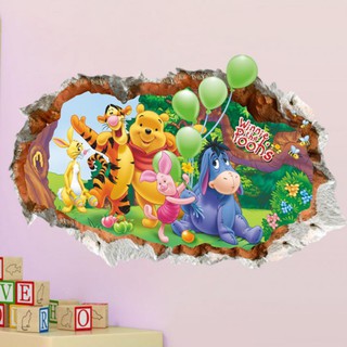 Miếng dán tường hình Gấu Pooh Happy Teenie Weenie 3D dễ thương