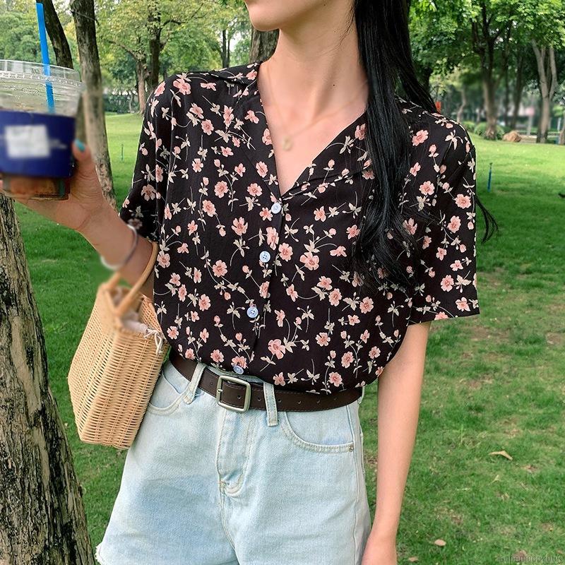 Áo Nữ Tay Ngắn In Hoa Thời Trang Thanh Lịch
