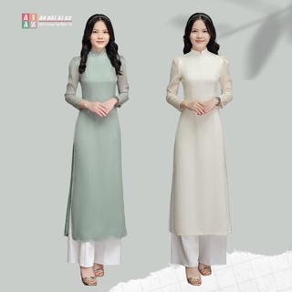 Áo Dài Cách Tân Nữ 4 Tà Vai Bồng Tơ Óng AD16