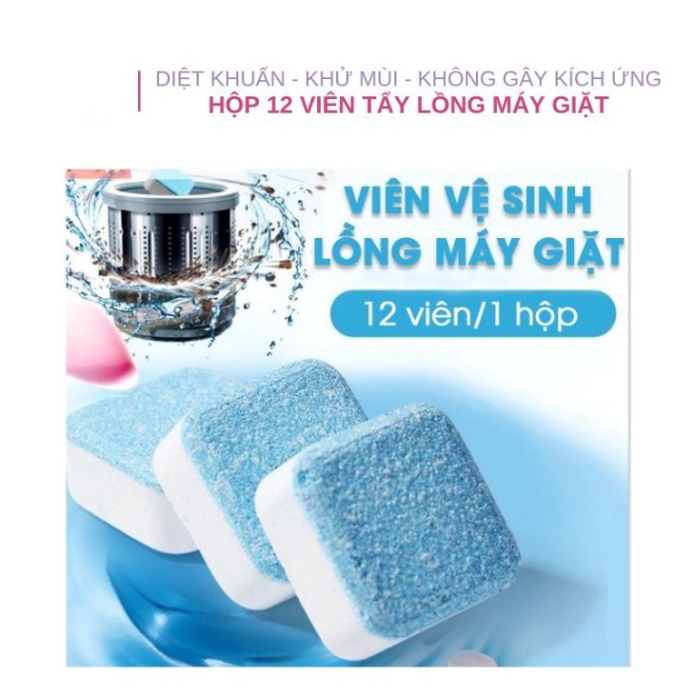 Hộp viên Tẩy Lồng Máy Giặt Viên Tẩy Vệ Sinh Lồng Máy Giặt Khử Mùi - Diệt Khuẩn - Tẩy Sạch Cặn Bẩn Máy Giặt