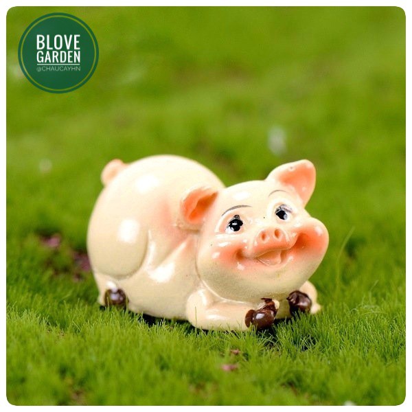 Chú lợn dễ thương làm tiểu cảnh trang trí chậu cây, sen đá, xương rồng, terarium, làm quà tặng ý nghĩa