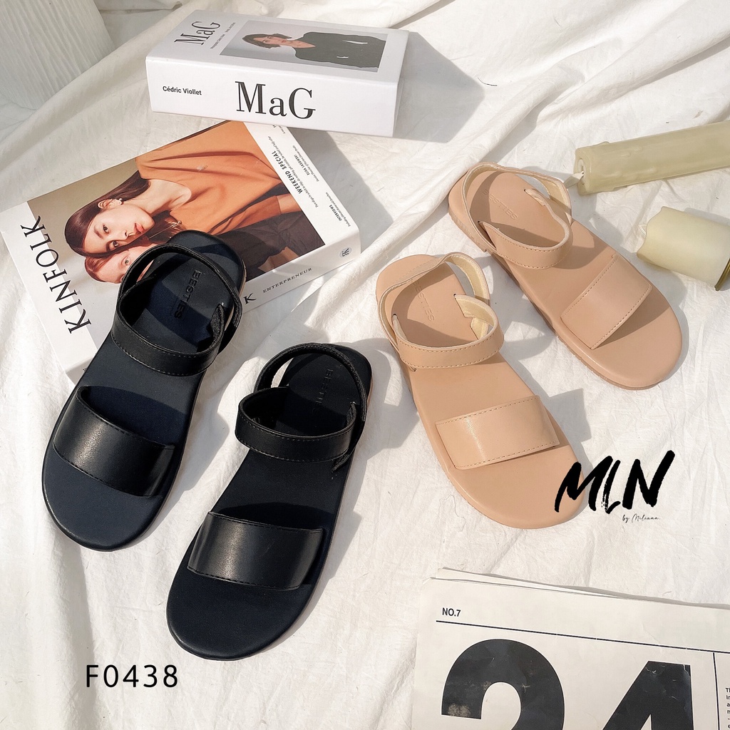 GIÀY SANDAL NỮ ĐẾ BỆT HAI QUAI NGANG BẢN T93 F0438