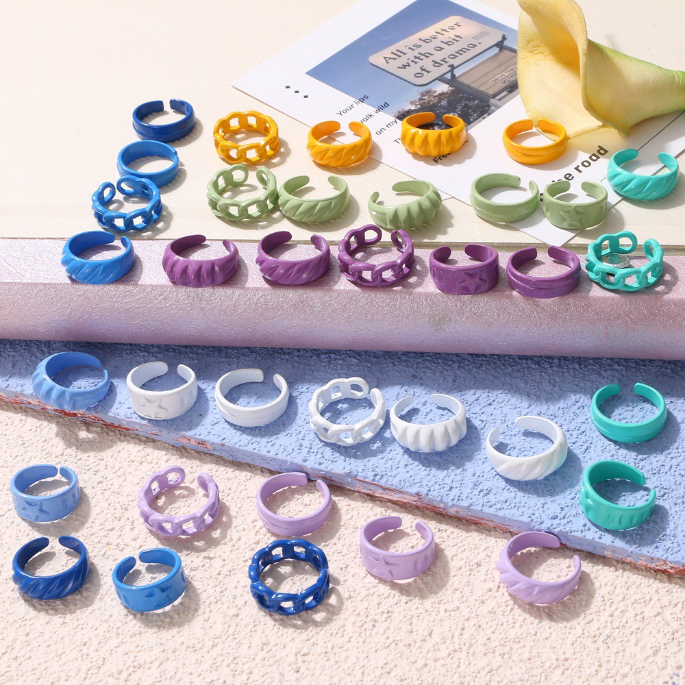 Nhẫn Hở Màu Sắc Ngọt Ngào Phong Cách Hàn Quốc