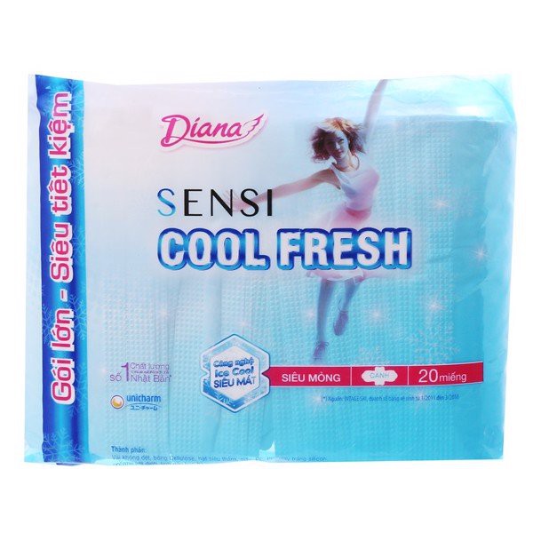 (giá thùng) Băng vệ sinh Diana Sensi Cool Fresh (gói 20 miếng)