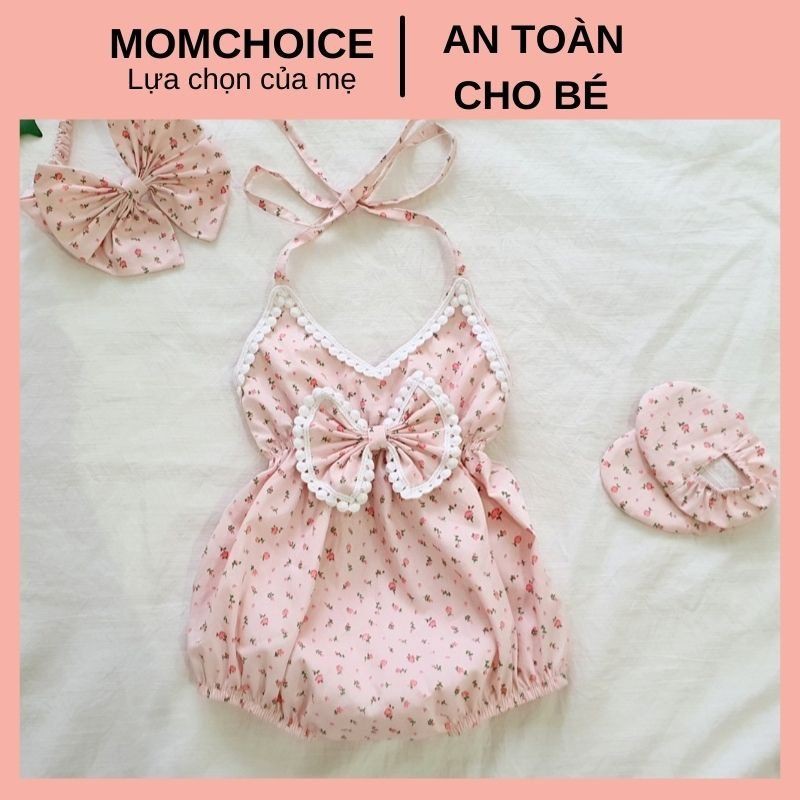 Bodysuit yếm cho bé gái ❤️ FREESHIP ❤️ Yếm xinh trẻ em kèm turban &amp; giày vải từ ss -13kg chất thô đũi phối ren hạt