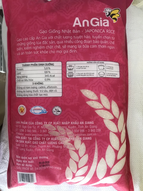 Gạo Japonica nhật - Angia 5kg