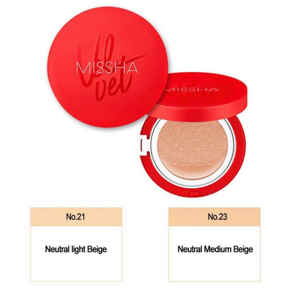 Phấn nước Missha Velvet Finish Cushion SPF50+ PA+++ Màu Đỏ 2 Tone Màu [Cam Kết Hàng Chính Hãng] | BigBuy360 - bigbuy360.vn