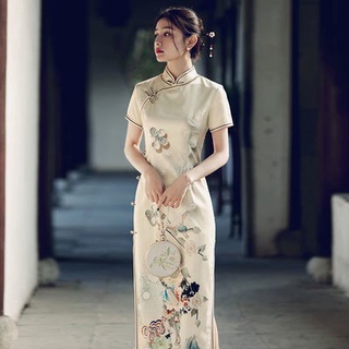 Sườn Xám Cách Tân Dáng Dài Thời Trang Mùa Hè Năm 2021 Phong Cách Thượng Hải Cao Cấp