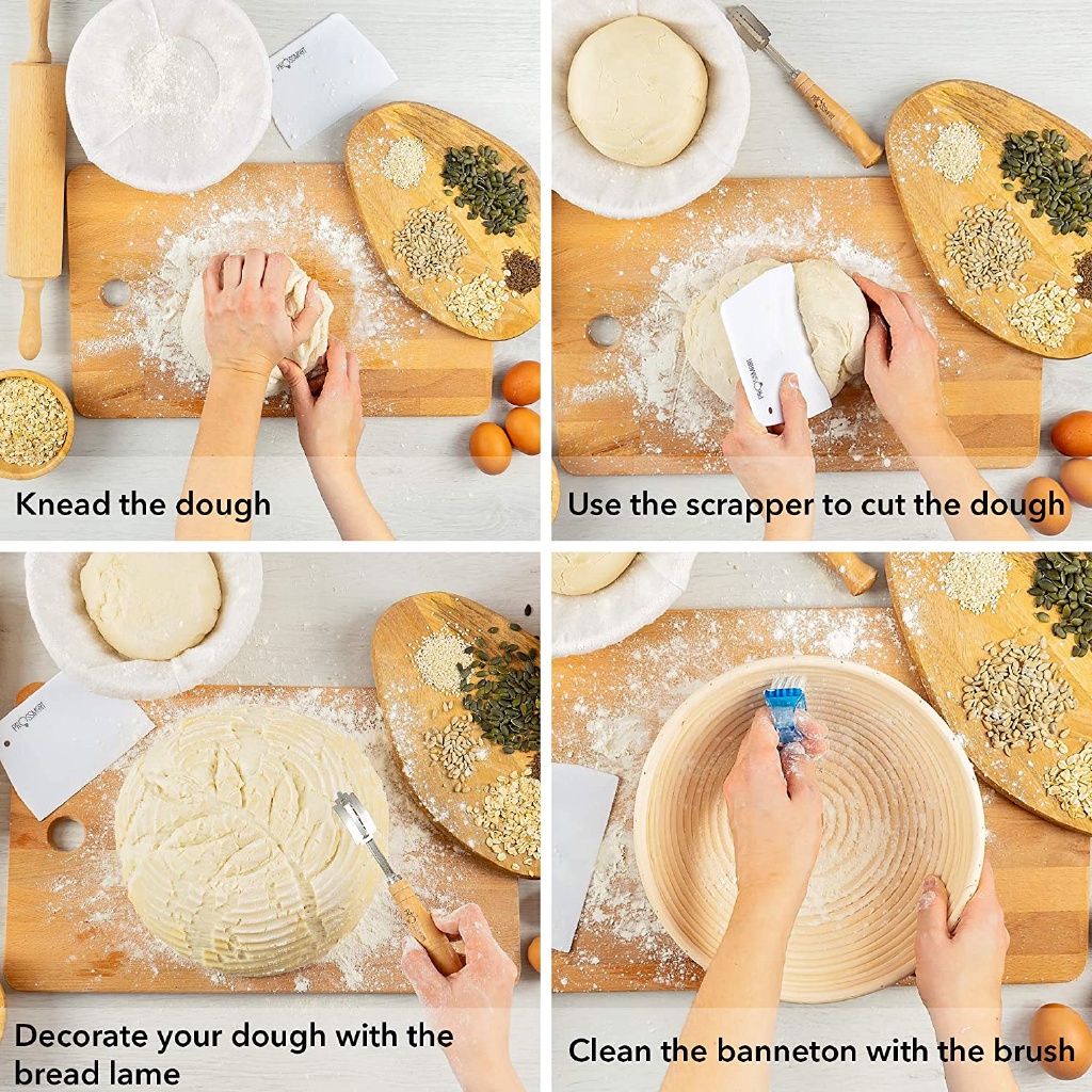 Rổ Tròn Bằng Mây Đan Lót Bánh Mì / Bột Bầu Dục Tự Nhiên