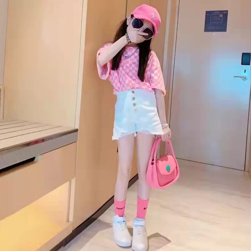 Áo thun IQ ANGEL tay ngắn in họa tiết thời trang cho bé gái