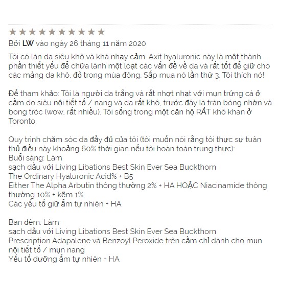 (Bill Canada) The Ordinary Hyaluronic Acid 2% + B5, Serum cấp nước và phục hồi da sau mụn | BigBuy360 - bigbuy360.vn