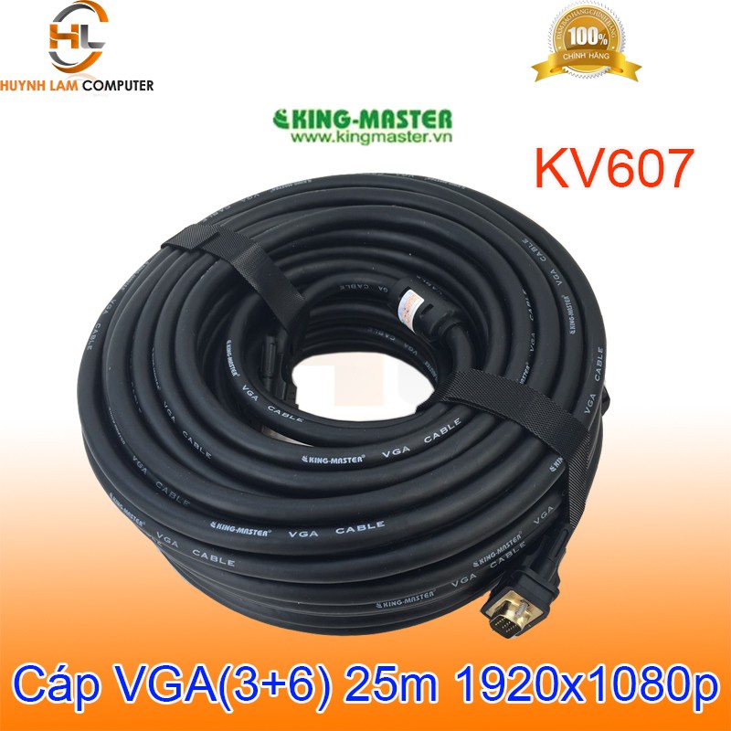 Cáp VGA 25m KingMaster KV607 (3+6) FullHD sắc nét - Hàng chính hãng