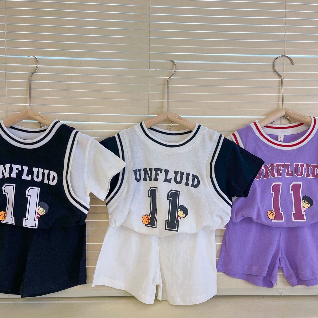 Set Đồ Thể Thao Phối Áo Thun Tay Ngắn Vải Cotton Thời Trang Hè 2023 Mới Cá Tính Cho Bé Trai