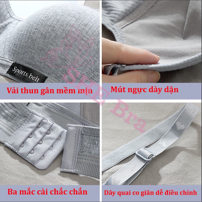 Áo Lót Nữ Không Gọng Mút Mỏng Áo Sport belt Mềm Mịn Vải Cotton Thoả Mái ALO03