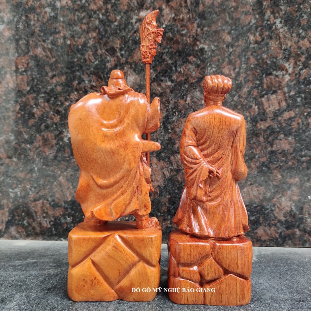 Combo cặp Quan công - Khổng minh gỗ hương cao 20 cm (mẫu quan công đế rồng)