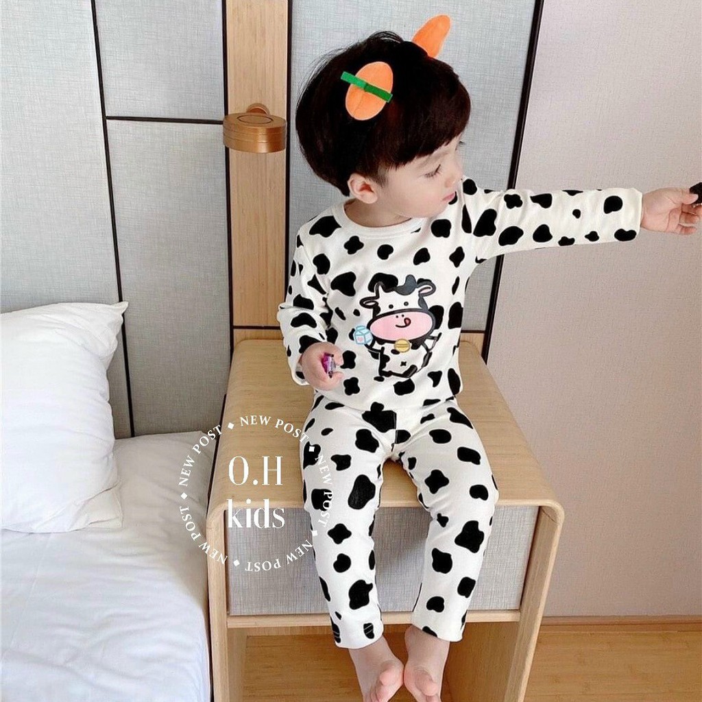 Bộ thun bé trai mẫu Bò Sữa Thun Cotton Co Giãn 4 Chiều Cho Bé Trai, Bé Gái Từ 8-18kg