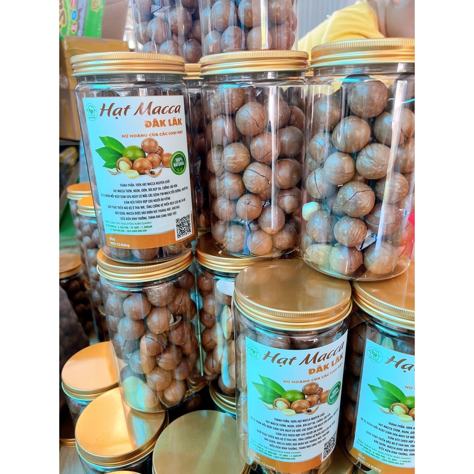 Hạt macca sấy lạnh nứt vỏ Đặc sản Tây Nguyên Kim Oanh hộp 500gr