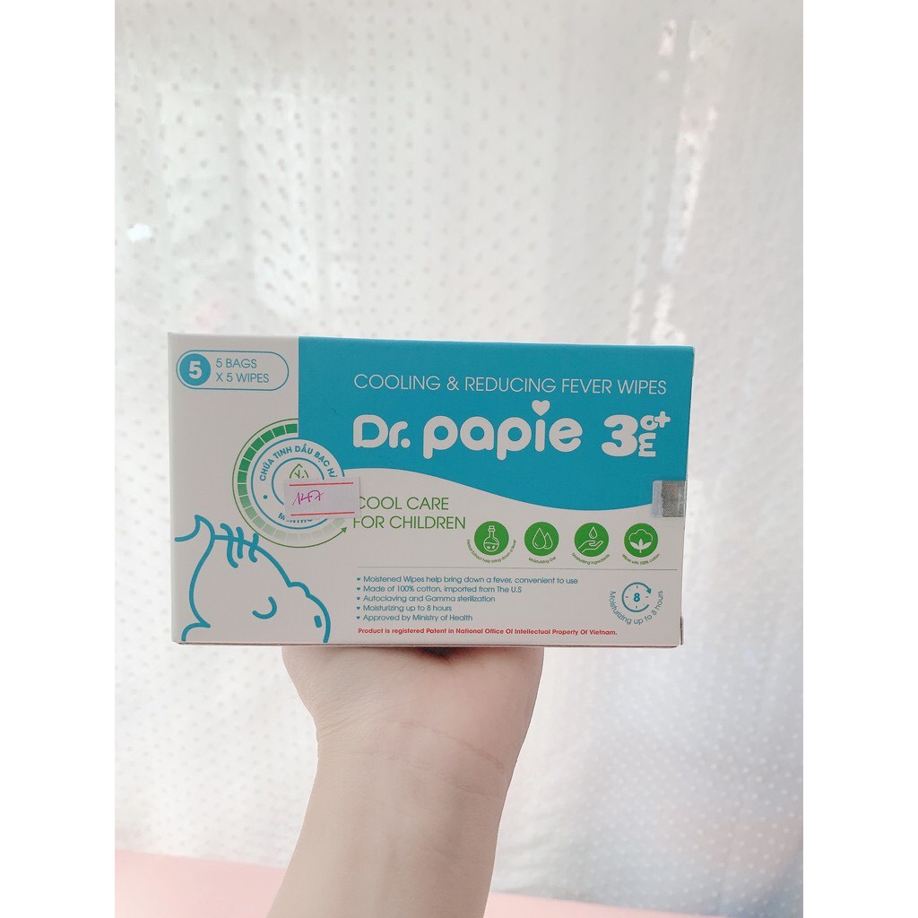 Khăn Lau Hạ Sốt Dr Papie 0+ Cho Bé [Chính Hãng]