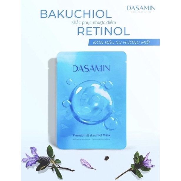 Mặt Nạ Cao Cấp Premium Bakuchiol Dasamin mask, Dưỡng Trắng, Cấp Ẩm, Trẻ Hóa - Hộp 3 miếng [ Auth ]