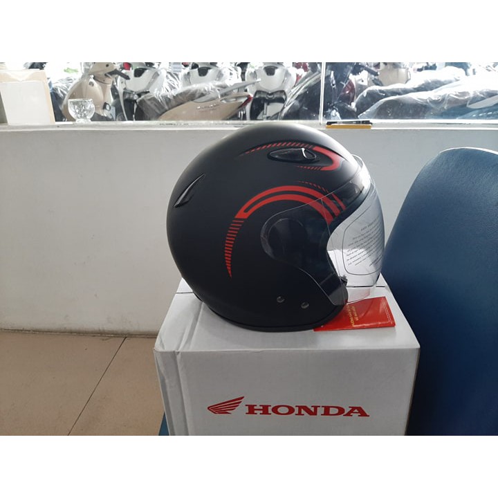Mũ bảo hiểm 3/4 đầu Honda dáng thể thao - ĐEN-XANH-XÁM-Bạc mờ có kính CHÍNH HIỆU HONDA