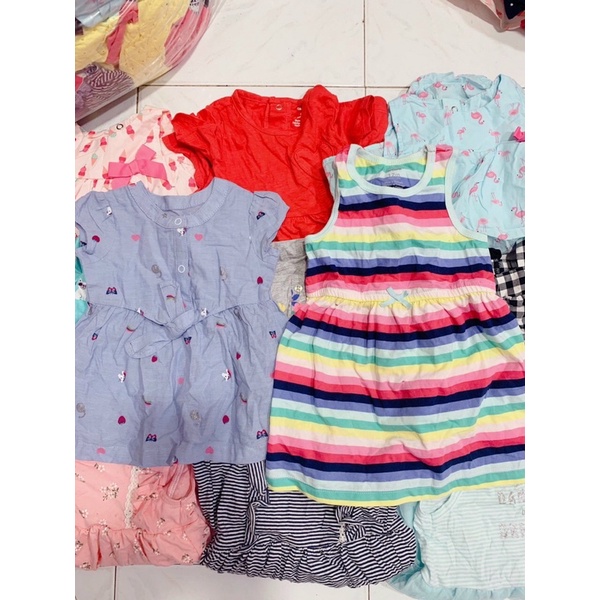 Váy cotton xuất dư cho bé sơ sinh 0-24 tháng- Chất mát thấm mồ hôi, an toàn cho da bé