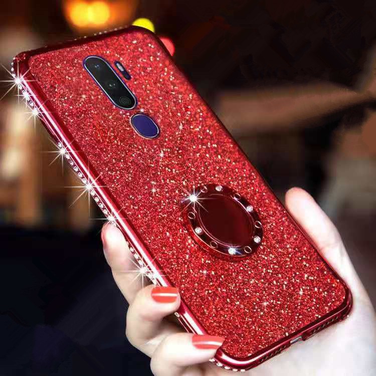 Set auger OPPO A37 A59 A39 A73 A3 A91 R11 R11P R11S R11 plus R17 R17Pro K1/R15X Play 4T Casing Rhinestone Glitter Ring Soft Silicone Diamond Case Cover