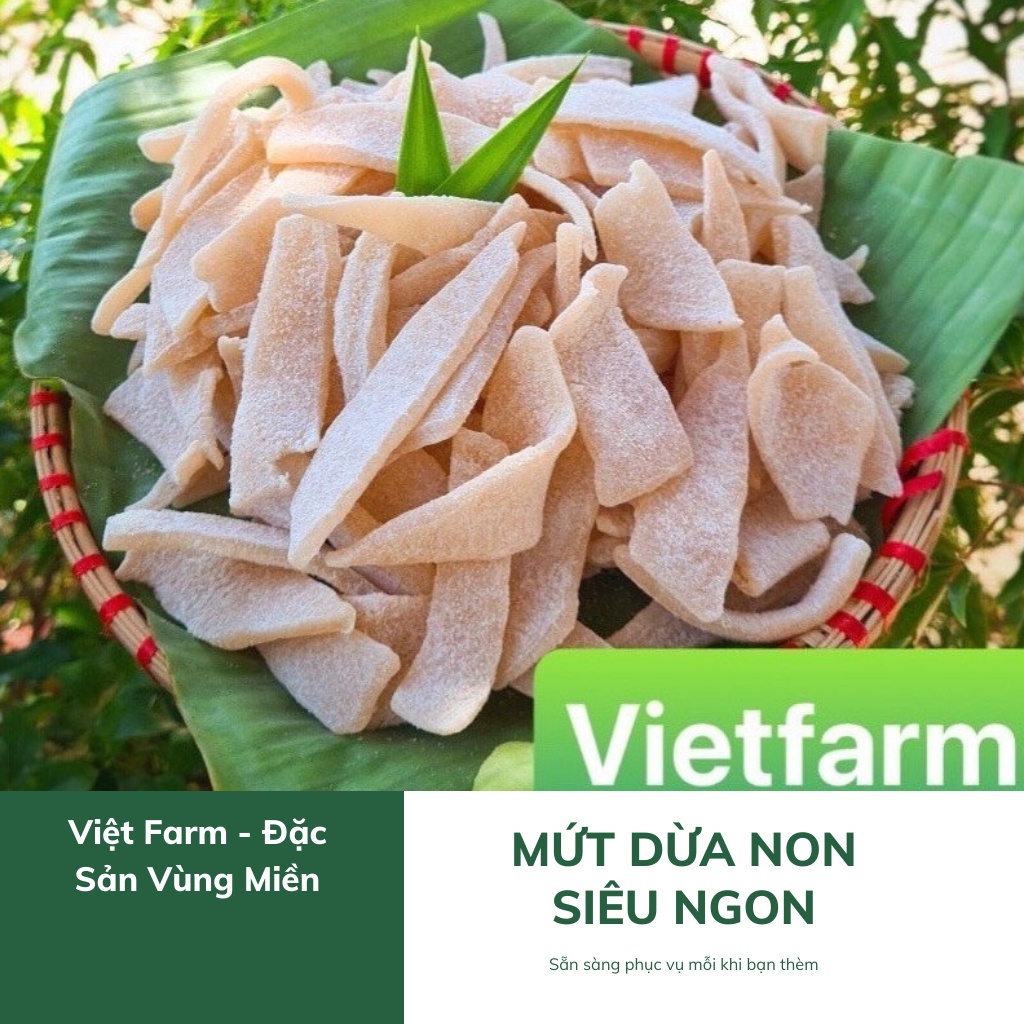 Mứt Dừa Non, Mứt dừa mềm dẻo Bến Tre loại 1 hàng mới V.Farm 100g - 250g - 500g - 1kg
