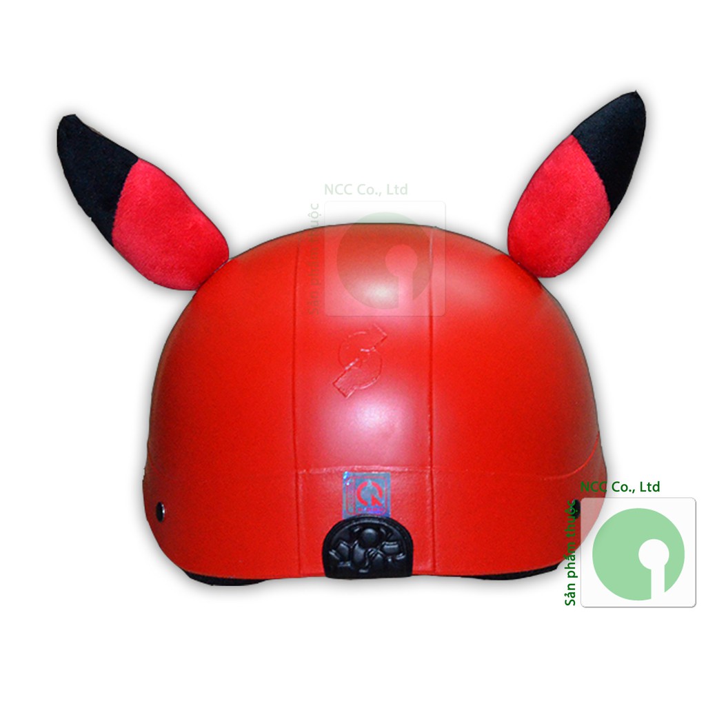 Mũ nón bảo hiểm cho bé 3-4 tuổi - Tem nhãn hình mặt HEO tai Pikachu - NKH-HeoPika-Son-D (Nhiều màu)