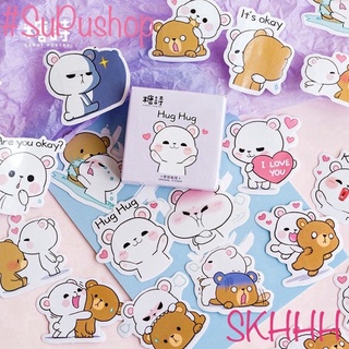 🛼🛼STICKER HỘP 45 MIẾNG HÌNH GẤU HUG SIÊU KUTE🛼🛼