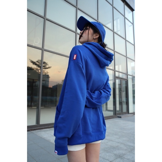 Áo hoodie local brand box logo THE FIT Dark Blue , áo nỉ chân cua 100% cotton đứng form, dày dặn 100% cotton