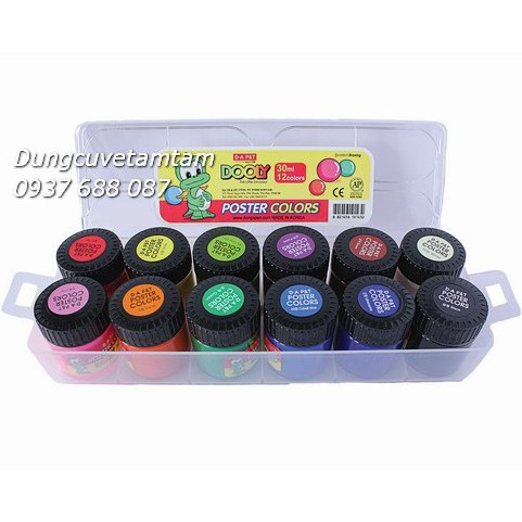 [ TÂM TÂM ]-Màu Poster DOOLY 30ML Bộ 12 màu/ Bộ màu Poster DOOLY 30ML -