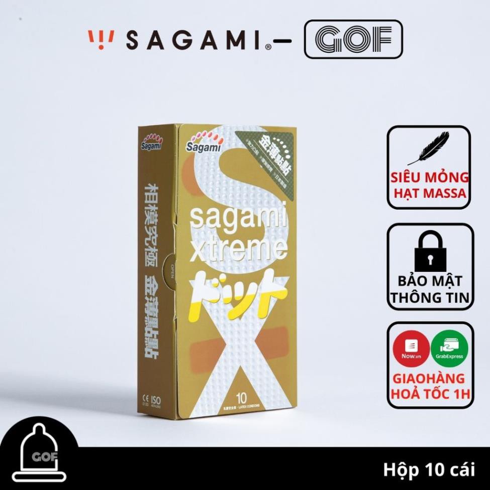 Bao cao su Sagami Xtreme Feel up Gai mỏng Nhật Bản Hộp 10 cái bcs gai - Chính Hãng - GoF Store xịn