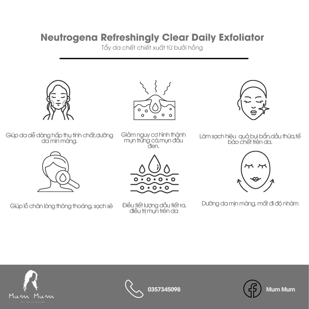 Sữa rửa mặt sạch mụn dành cho da dầu Neutrogena Refreshingly Clear Daily Exfoliator  không dầu ,150ml | BigBuy360 - bigbuy360.vn