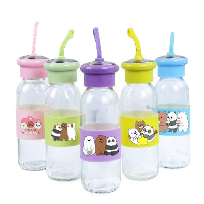 Bình nước barebear da pu BNPI1 chai nước 3 anh em nhà gấu 420ml