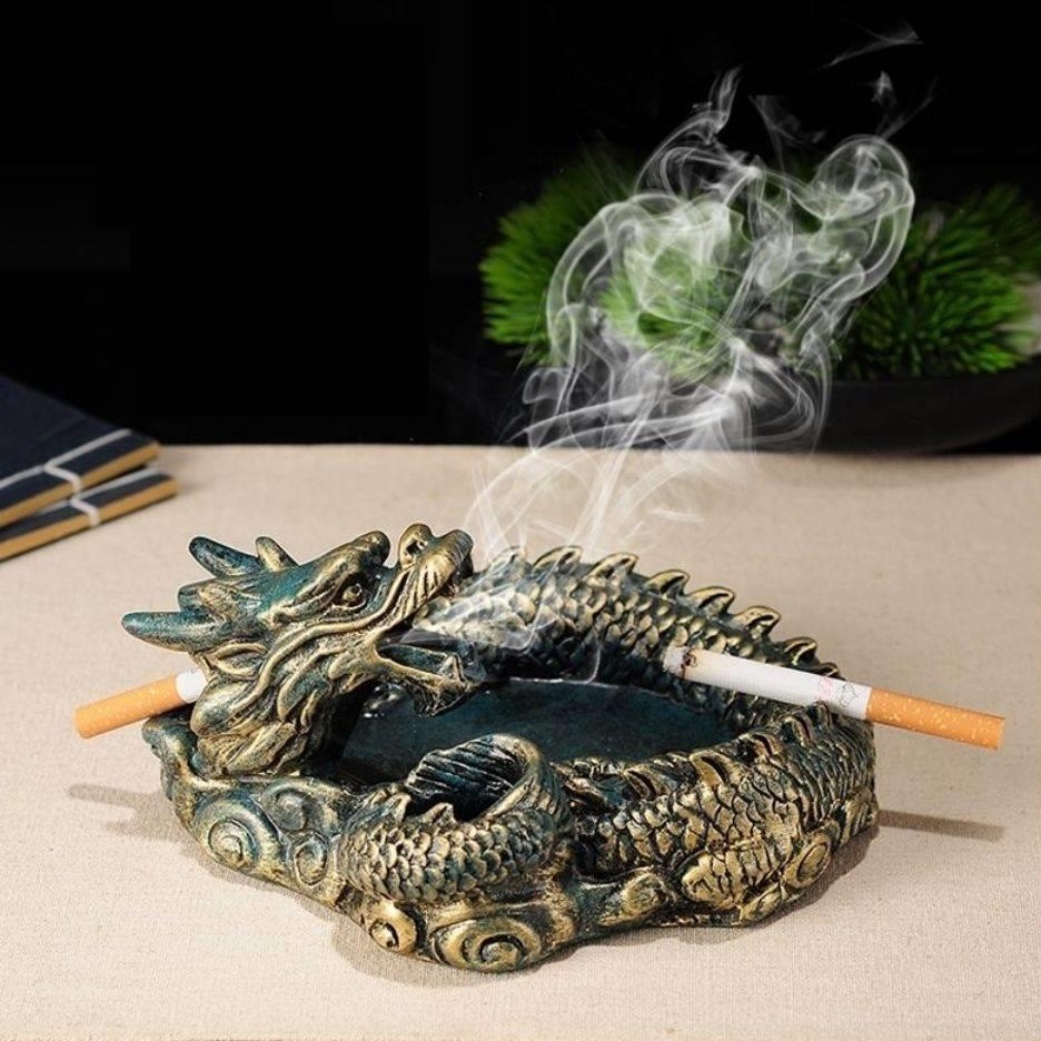 Gạt Tàn Độc Lạ Hình Rồng Nhả Khói Trang Trí Bàn Làm Việc Sang Trọng