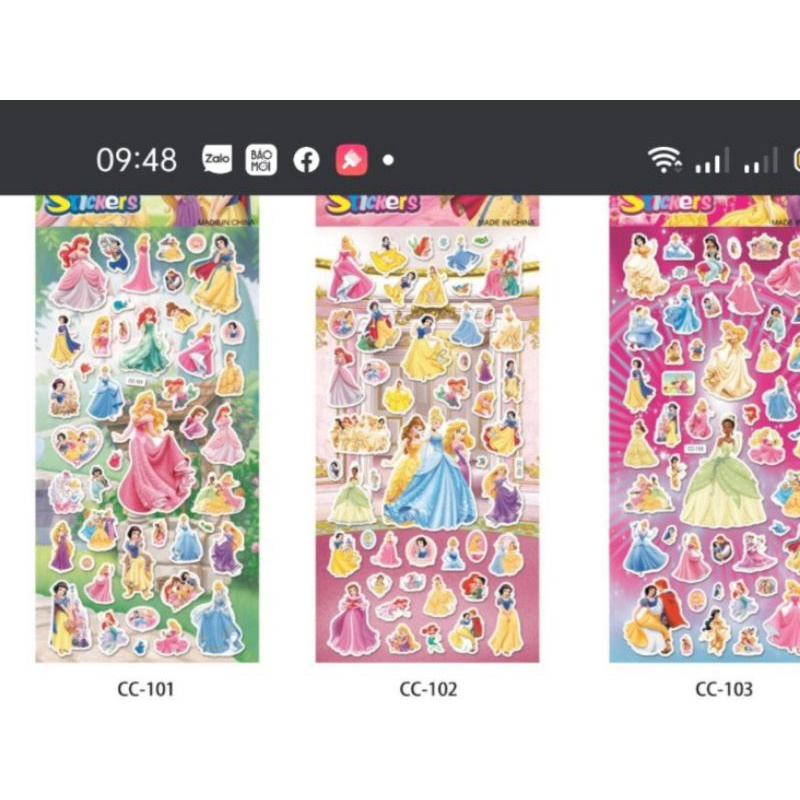 Sticker dán hình Công Chúa vô cùng dễ thương (dành cho bạn nữ)
