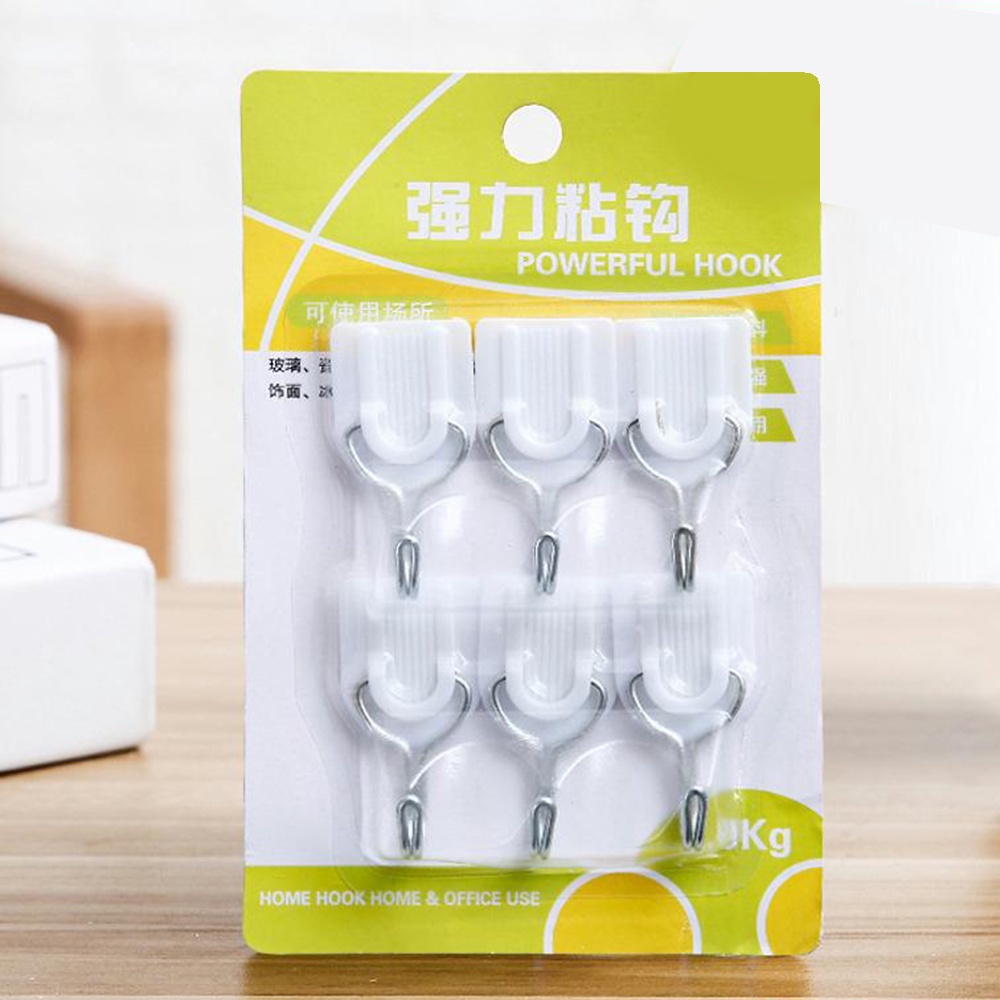 Set 6 móc nhựa hình chữ U treo đồ dán tường chắc chắn tiện dụng
