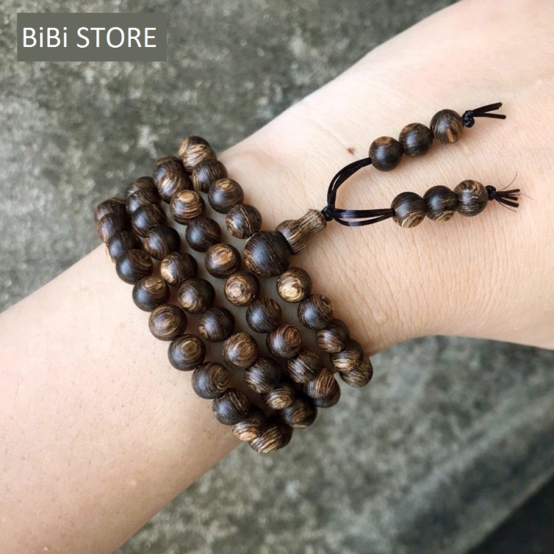 Vòng Đeo Tay 108 Hạt Gỗ Ngâm Trầm, Mùi Hương Tự Nhiên, Kèm Hộp Đưng Sang Trọng