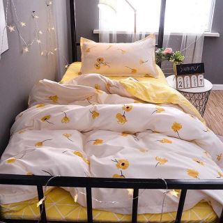 Bộ chăn ga Cotton poly hoa vàng