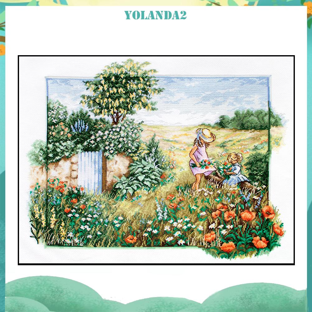 Tranh thêu chữ thập 11CT 3 sợi cotton hình khu vườn toàn diện đẹp mắt