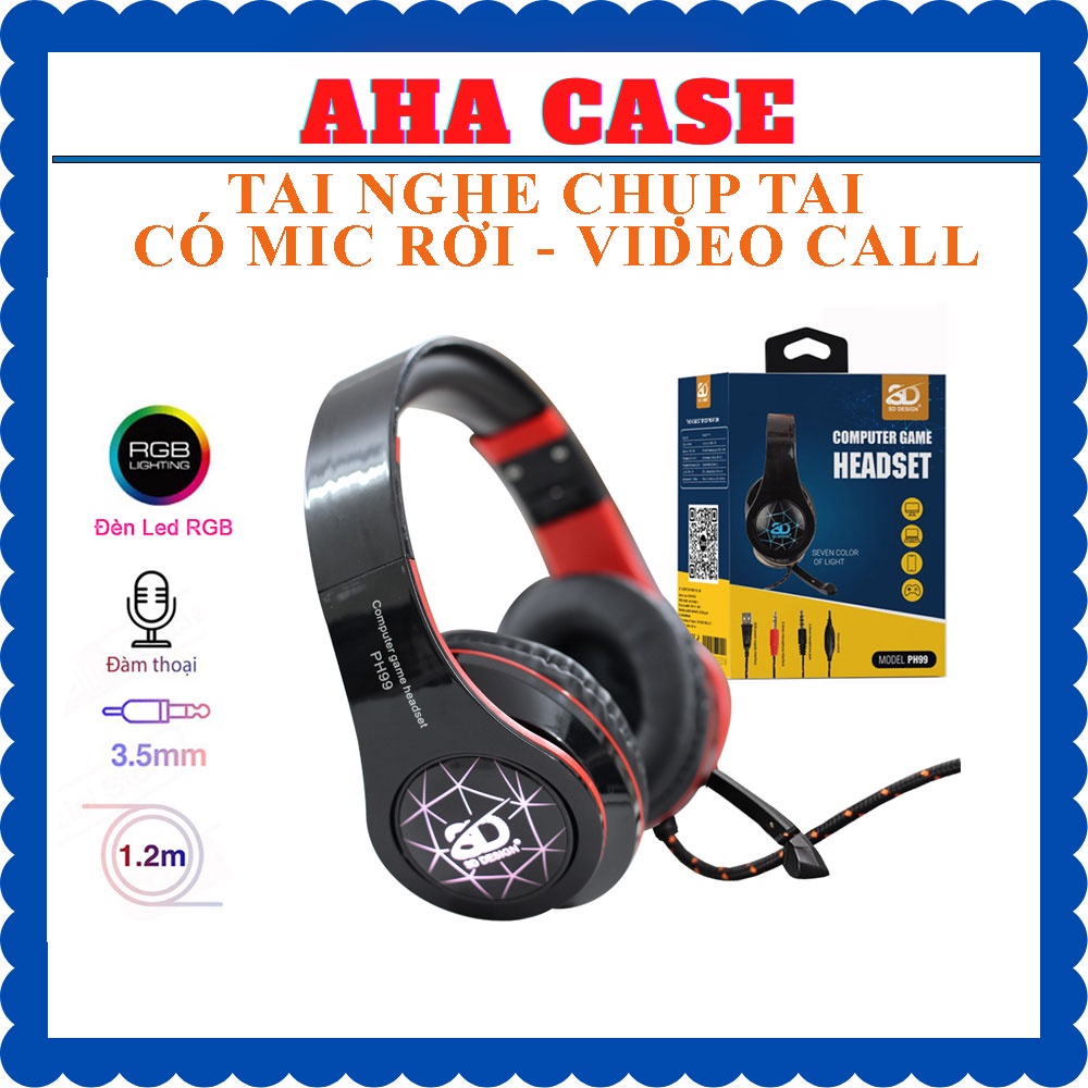 Tai nghe game thủ PH99 Chính hãng - Headphone gaming, tay ghe chụp tai chat voice mic rời