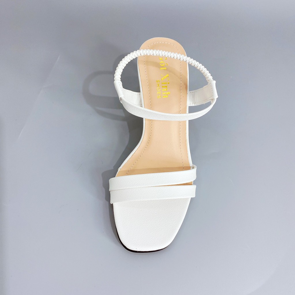 Sandal cao gót nữ GÓT XINH GD19 quai ngang da mềm đế trụ mika trong cao 5cm