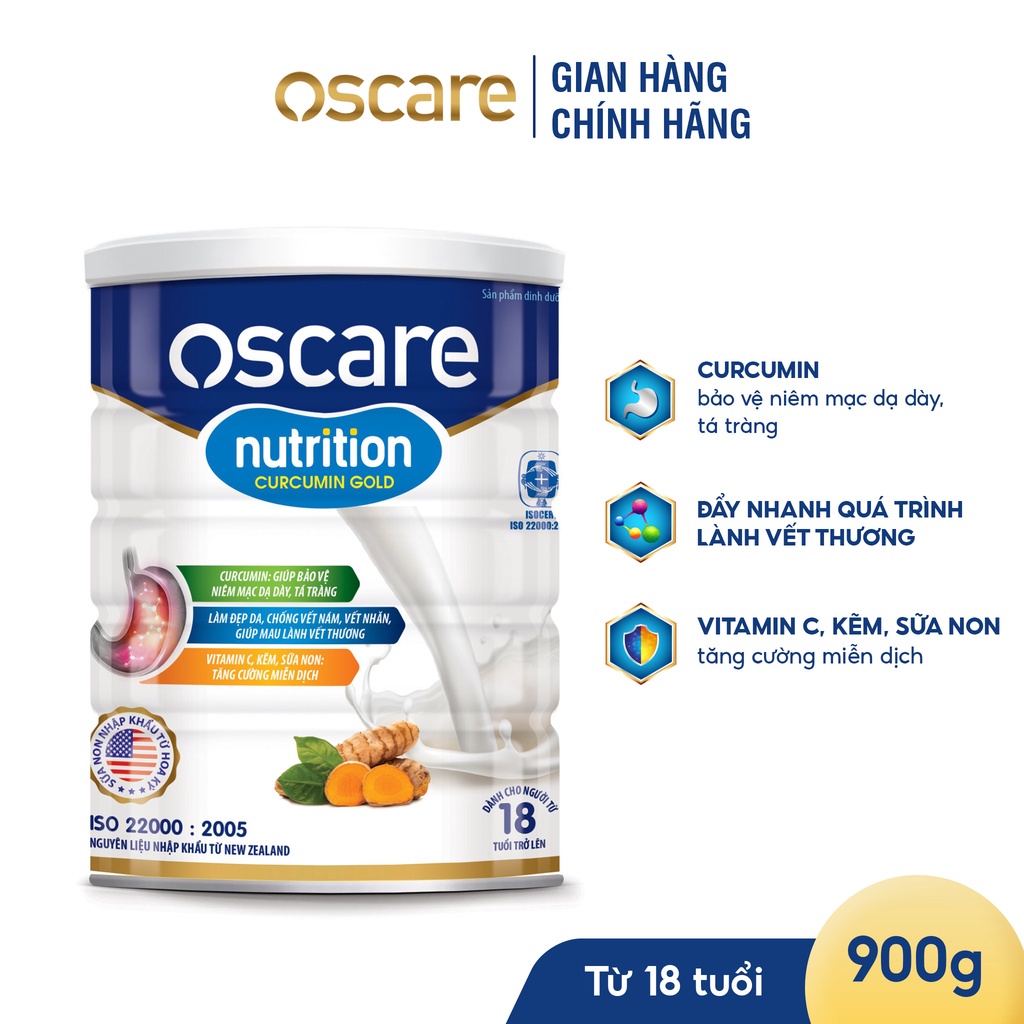 Bộ 2 Hộp Sữa Bột OSCARE Nutrition Curcumin Gold Dành Cho Người Sau Phẫu Thuật, Dạ Dày Từ 18 Tuổi Trở Lên 900g