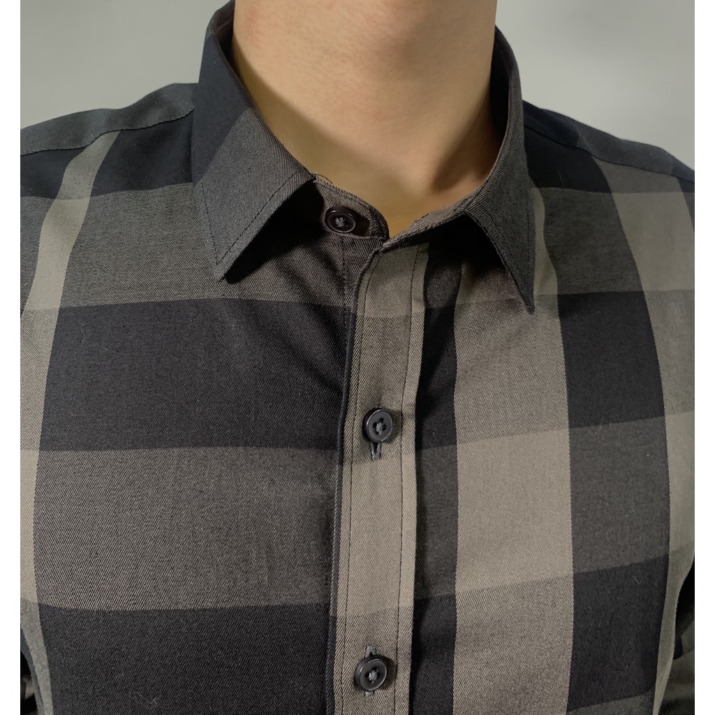 Áo sơ mi nam công sở KENHONI form dáng Hàn Quốc chất cotton 100 phối họa tiết BBR