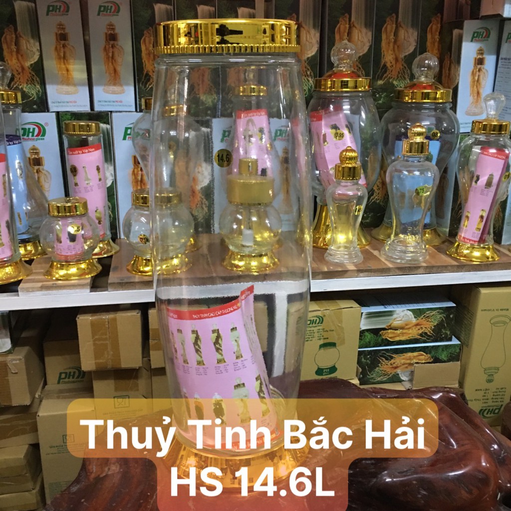 BÌNH NGÂM RƯỢU THỦY TINH CAO CÂP 14.6 Lít -KHÔNG CHÌ SẢN XUẤT TẠI VIỆT NAM-THỦY TINH BẮC HẢI