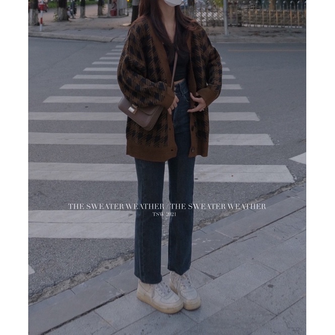 [Mã SKAMPUSH11 giảm 10% đơn 200k] Áo khoác cardigan HOẠ TIẾT dáng dài 2 màu BE/NÂU ( Ảnh thật ) | BigBuy360 - bigbuy360.vn