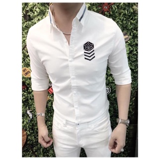 ÁO SƠ MI NAM TAY DÀI IN LOGO PHONG CÁCH HÀN QUỐC ( hàng loại 1 cao cấp)