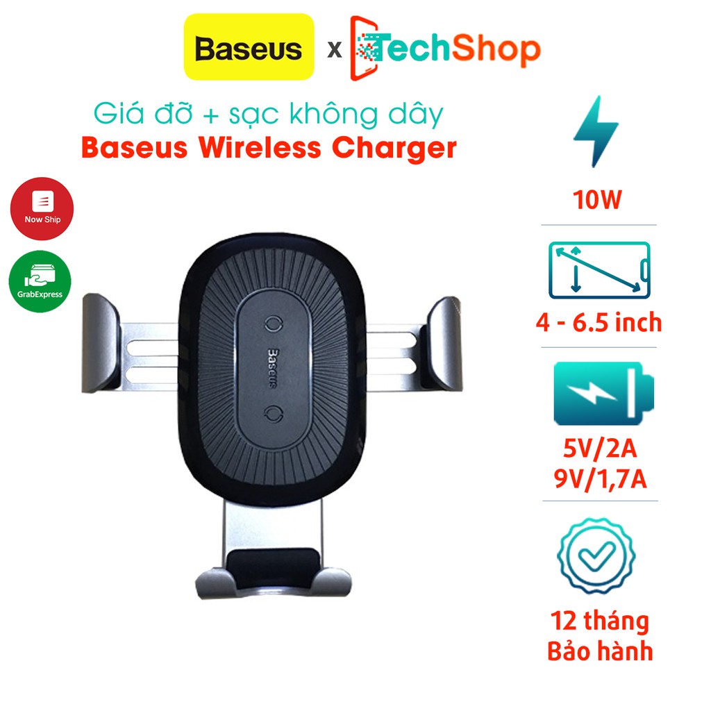 Giá đỡ điện thoại kiêm sạc không dây Baseus dùng trên xe hơi - chính hãng Baseus phân phối bởi phukienxe24h | BigBuy360 - bigbuy360.vn