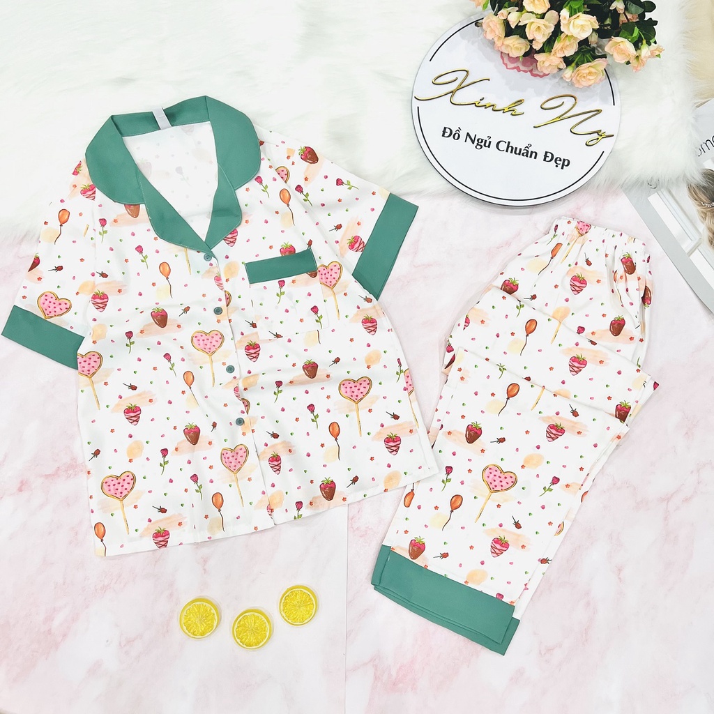 Đồ ngủ pijama lụa mango cao cấp mềm mịn thoáng mát Hàng Thiết Kế Có Size